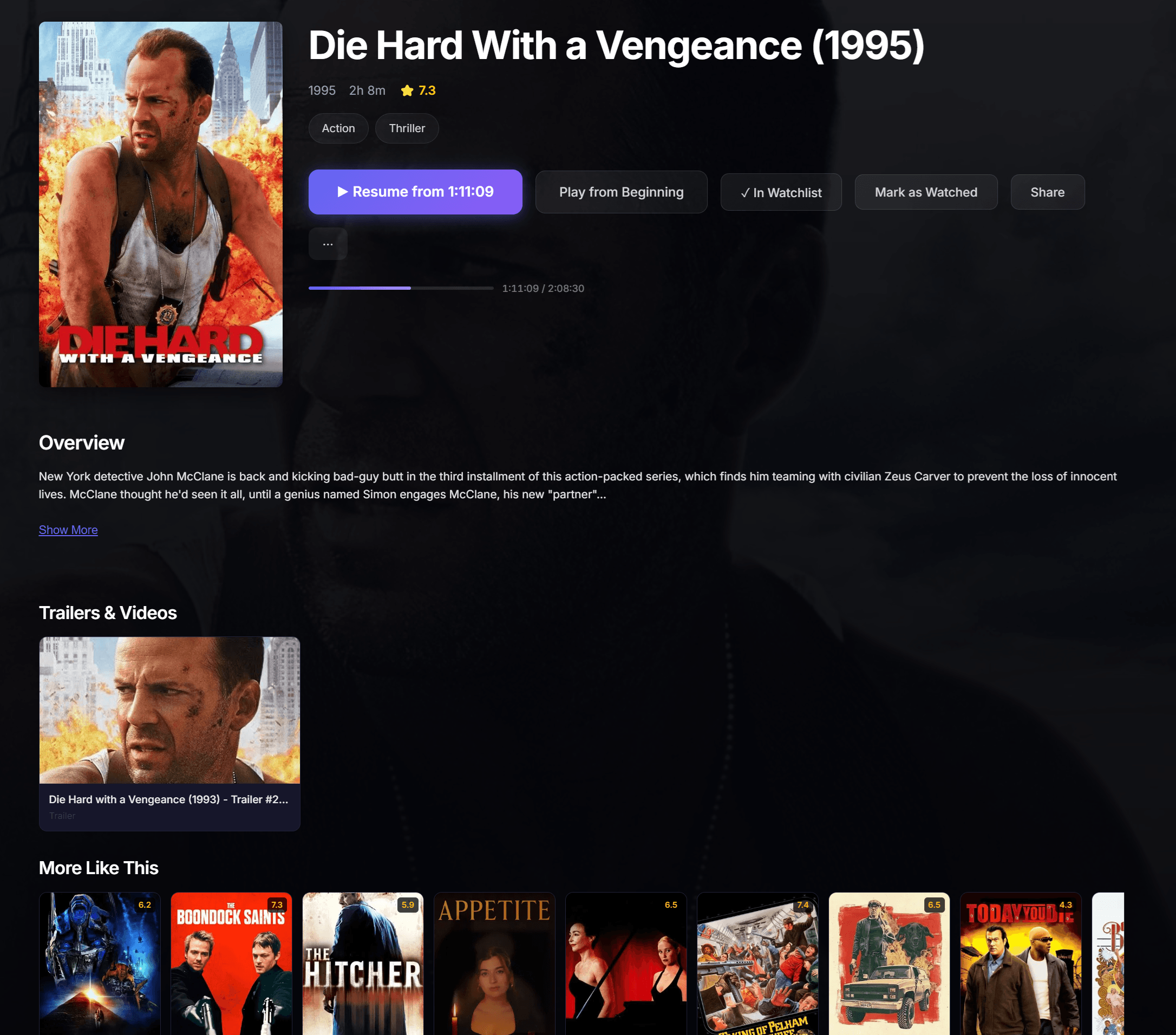 Movie detail page